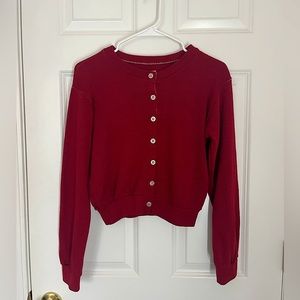 Urban Outfitters Urban Renewal Cropped Red Crew Neck Cardigan size M/L